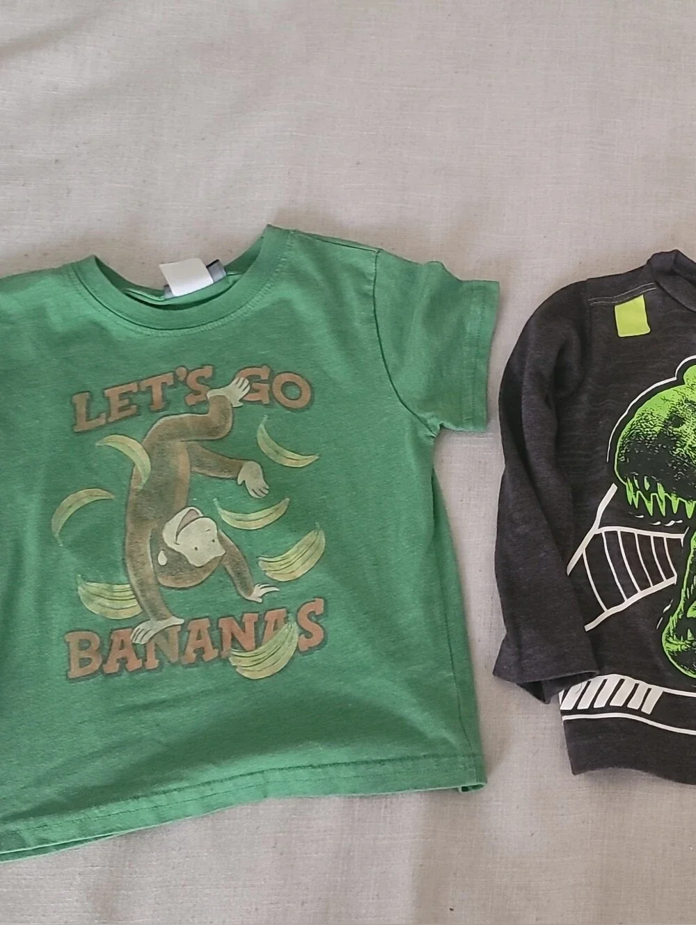 GAP Curious George (24mo) Monkey Graphic Tee w/ Jurassic World Long Sleeve (2)